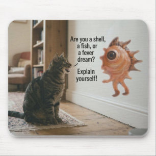 Alfombrilla De Ratón Gato exige respuestas de extraño monstruo de pared