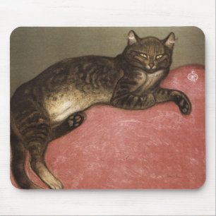 Alfombrilla De Ratón Gato extendido en Sofa - por Theophile Steinlen