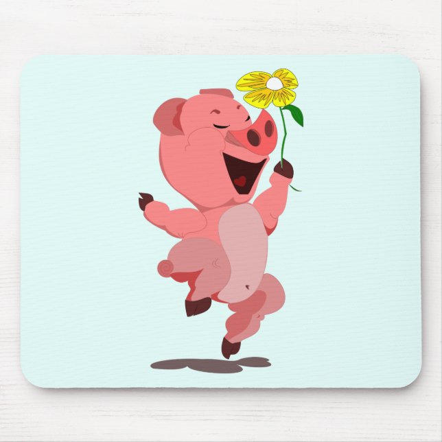 Alfombrilla De Ratón Gato feliz con almohadilla de ratón de flores de m (Frente)