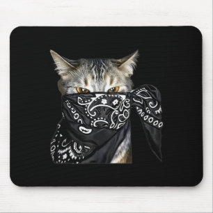Alfombrilla De Ratón Gato Forajido Divertido Gato Gángster Con Bandana
