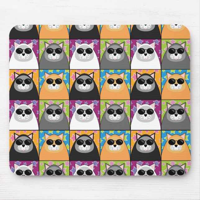 Alfombrilla De Ratón Gato fresco Mousepad (Frente)