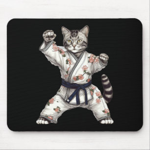 Alfombrilla De Ratón Gato Gatito Minino Karate Taekwondo Kickboxing 