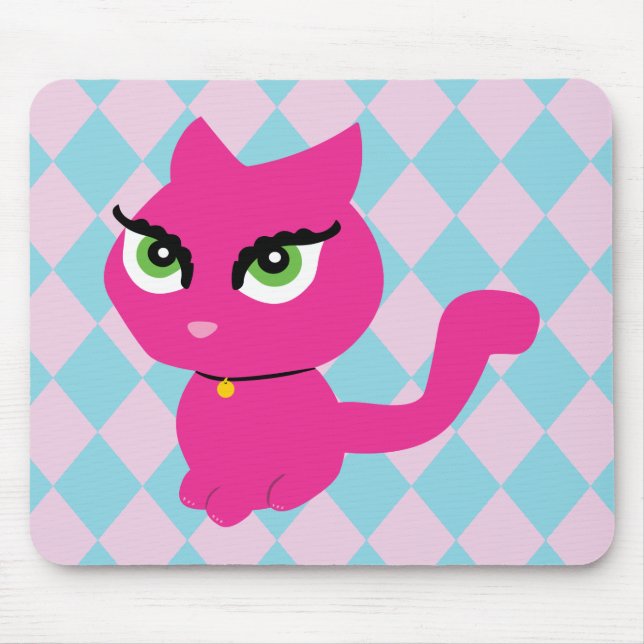 Alfombrilla De Ratón Gato gatito rosado (Frente)