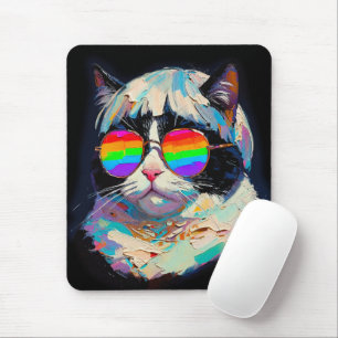 Alfombrilla De Ratón Gato Gordo Genial (Pintura #1 / Negro)