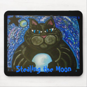 Alfombrilla De Ratón Gato gordo que roba la luna