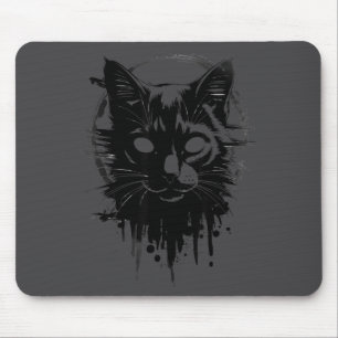 Alfombrilla De Ratón Gato Gótico Lindo y Espeluznante Dibujo de Gatito 