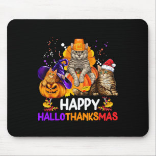 Alfombrilla De Ratón Gato gracioso Feliz Hallothanksmas Halloween Thank