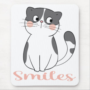 Alfombrilla De Ratón Gato Gris Blanco Adorable Mamá Loca Gata Gatito