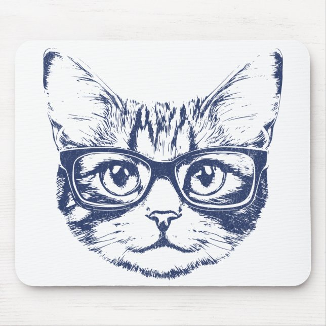 Alfombrilla De Ratón Gato Guay con gafas (Frente)