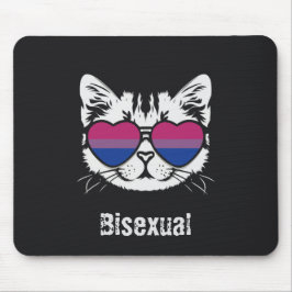 Alfombrilla De Ratón Gato Guay Con Gafas De Bandera Bisexual