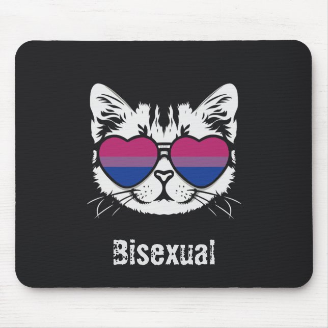 Alfombrilla De Ratón Gato Guay Con Gafas De Bandera Bisexual (Frente)