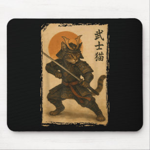Alfombrilla De Ratón Gato Guerrero Samurai Gato japonés Ukiyo-e Gato de