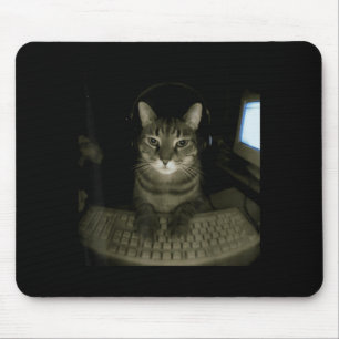 Alfombrilla De Ratón Gato Hacker Meme Divertido Gato Informático Gatito