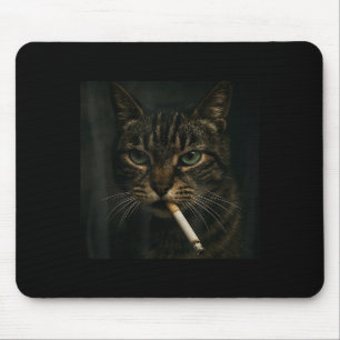 Alfombrilla De Ratón Gato humeante gracioso, Cigarrillo Kitty Gen Z Mem