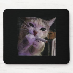 Alfombrilla De Ratón Gato humeante gracioso, Cigarrillo Kitty Gen Z Mem