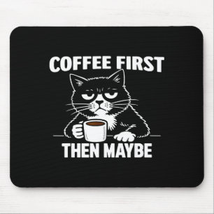 Alfombrilla De Ratón Gato introvertido gruñón divertido café primero qu