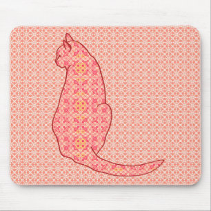 Alfombrilla De Ratón Gato japonés: Batik Naranja de coral