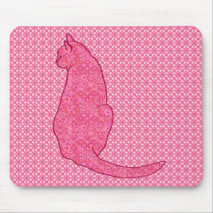 Alfombrilla De Ratón Gato japonés - Batik rosa de fucsia