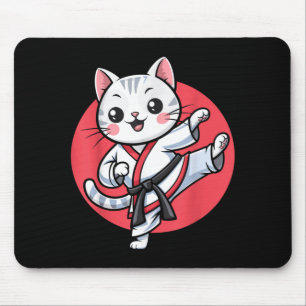 Alfombrilla De Ratón Gato Japonés Karate Kawaii Jiu Jitsu Mujeres Niñas