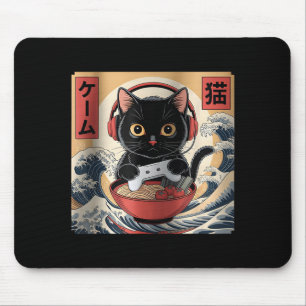 Alfombrilla De Ratón Gato japonés retro divertido de ramen juguetón kaw