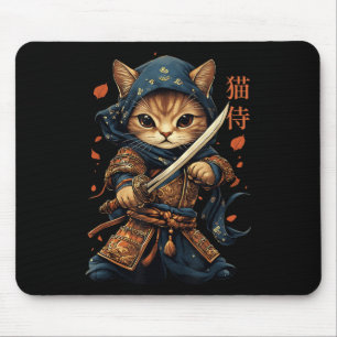 Alfombrilla De Ratón Gato japonés samurai tattoo Kawaii Ninja gato W