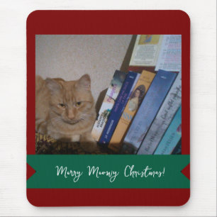 Alfombrilla De Ratón Gato jengibre, Personalizar texto de foto, Navidad