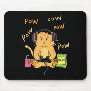 Alfombrilla De Ratón Gato Jugador Gatito Lindo Auriculares Controlador