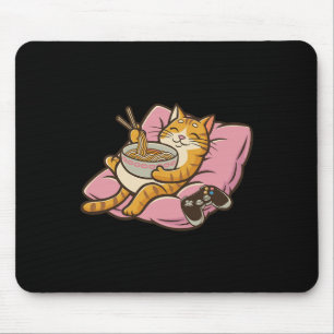 Alfombrilla De Ratón Gato jugador Ramen Kawaii Juegos Mujeres Japonesas