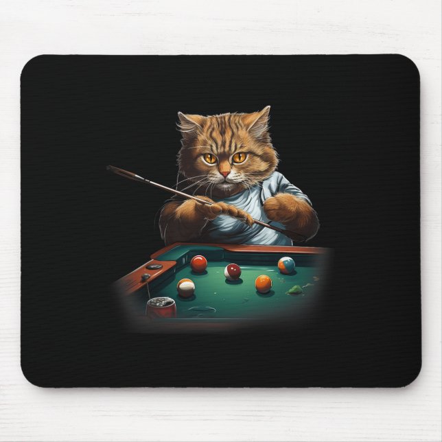 Alfombrilla De Ratón Gato Jugando Pool Billiards Guay Funny Cats Hombre (Frente)