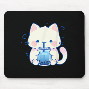 Alfombrilla De Ratón Gato Kawaii Boba Japonés Lindo Estético Anime Chic