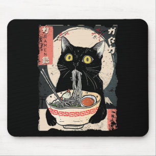 Alfombrilla De Ratón Gato Kawaii comiendo fideos de Ramen Divertido reg
