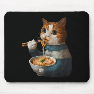 Alfombrilla De Ratón Gato Kawaii Comiendo Fideos Ramen Divertido Regalo