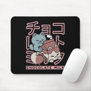 Alfombrilla De Ratón Gato Kawaii con Leche de Chocolate – Arte Pop Japo