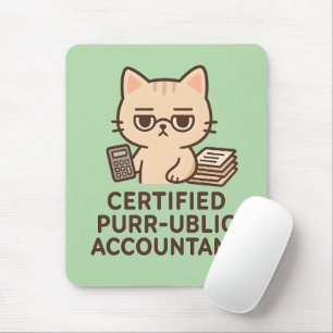 Alfombrilla De Ratón Gato Kawaii Lindo Contador Público Certificado Div