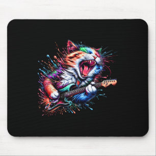 Alfombrilla De Ratón Gato Kitty Jugando Gato Rock Grave Metalizado Gato