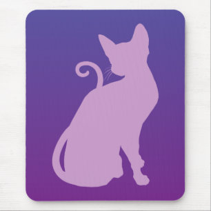 Alfombrilla De Ratón Gato Lila sobre Púrpura