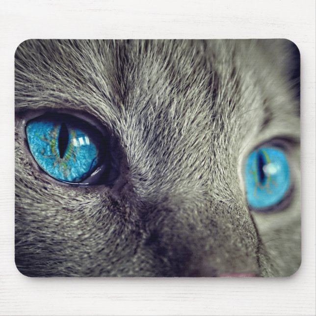 Alfombrilla De Ratón Gato lindo con ojos azules Almohadilla de ratón (Frente)