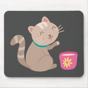 Alfombrilla De Ratón Gato lindo con personalizado de té