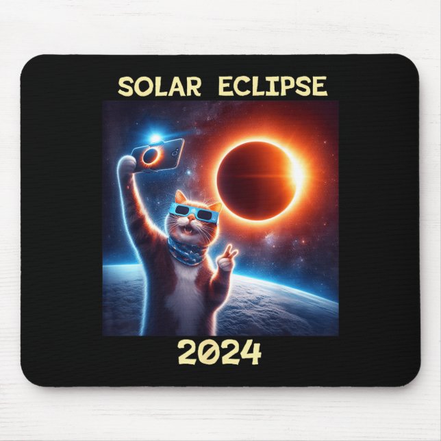 Alfombrilla De Ratón Gato lindo del eclipse solar (Frente)