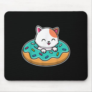 Alfombrilla De Ratón Gato lindo en un donut gracioso gato amante de los