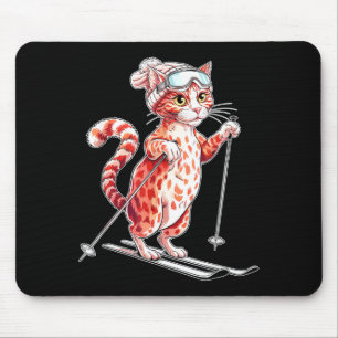 Alfombrilla De Ratón Gato lindo esquiando con gafas hombres mujeres 