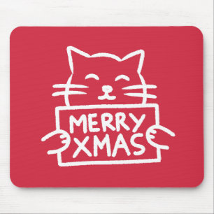 Alfombrilla De Ratón Gato Lindo Feliz Navidad