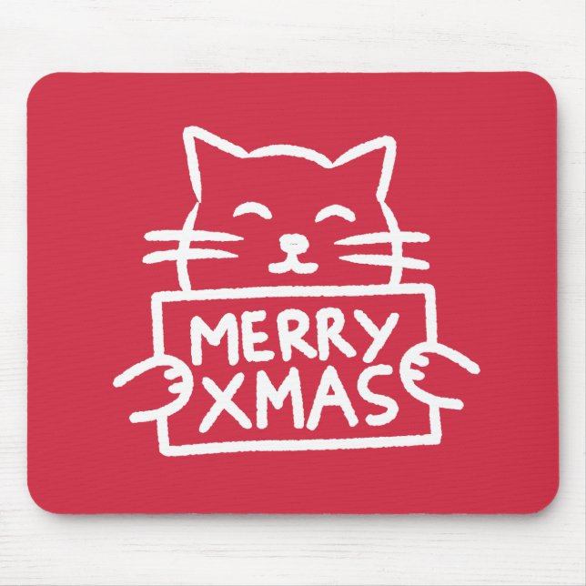 Alfombrilla De Ratón Gato Lindo Feliz Navidad (Frente)