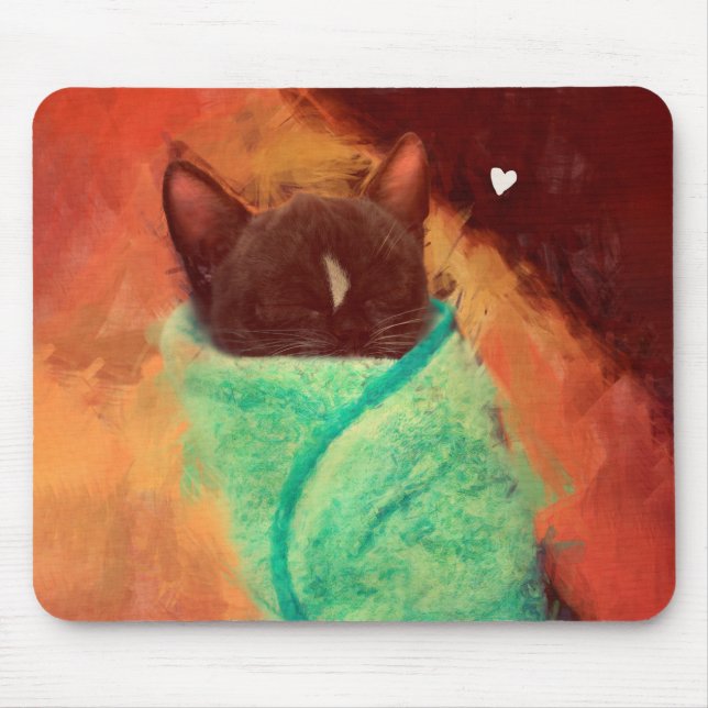 Alfombrilla De Ratón Gato lindo Purrito con el corazón (Frente)