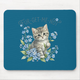 Alfombrilla De Ratón Gato lindo y flores regalo fur-get-me-not mujeres