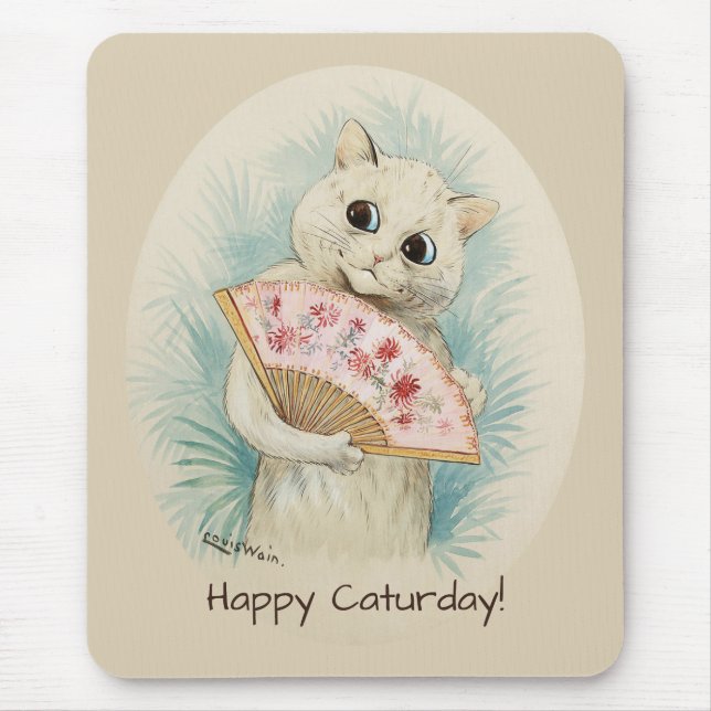 Alfombrilla De Ratón Gato Louis Wain White con un ventilador CC0074 (Frente)