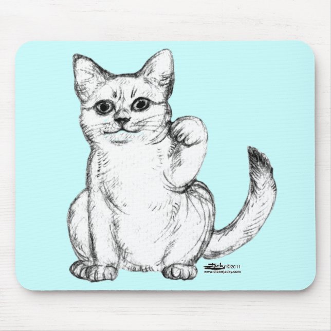 Alfombrilla De Ratón Gato Maneki Neko Atrayendo (Frente)