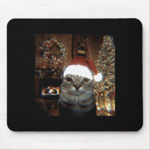 Alfombrilla De Ratón Gato Meme Divertido Tomando Selfie Navidad Luces D