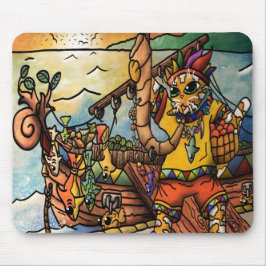 Alfombrilla De Ratón Gato mercante de puerto pesquero