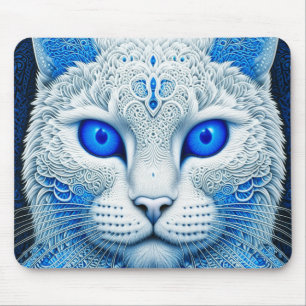 Alfombrilla De Ratón Gato Místico Blanco Arte Etéreo de IA